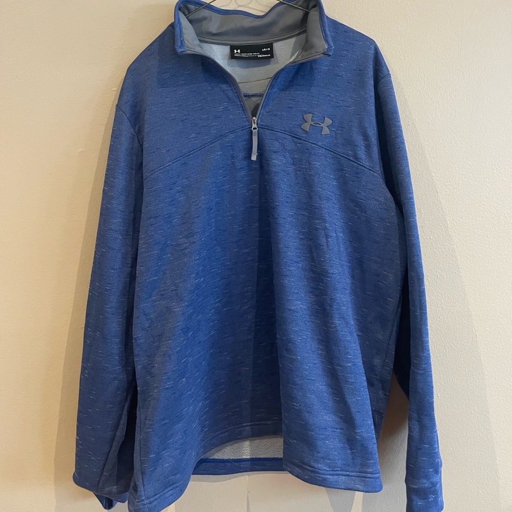 Under Armour Mens Large Blue Cold Gear Loose 1/4 Zip Shirt Pullover 1299382